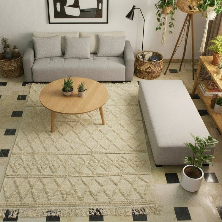 Tapis berbère en laine fait main 2,4m x 1,7m