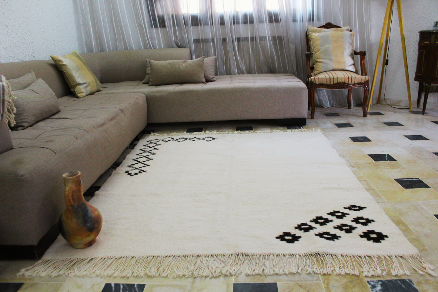 Tapis kilim berbère en laine fait main – 2 m x 1,5 m