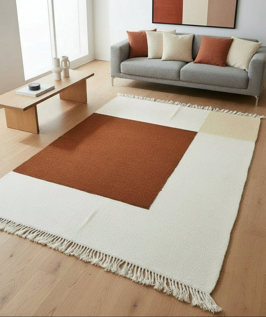 Tapis Kilim Minimaliste 2 m x 1,5 m – Laine naturelle