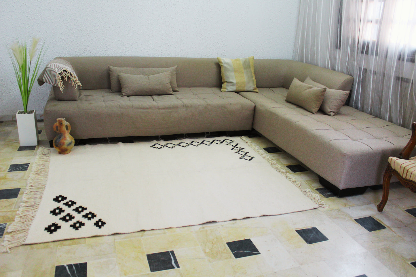 Tapis kilim berbère en laine fait main – 2 m x 1,5 m