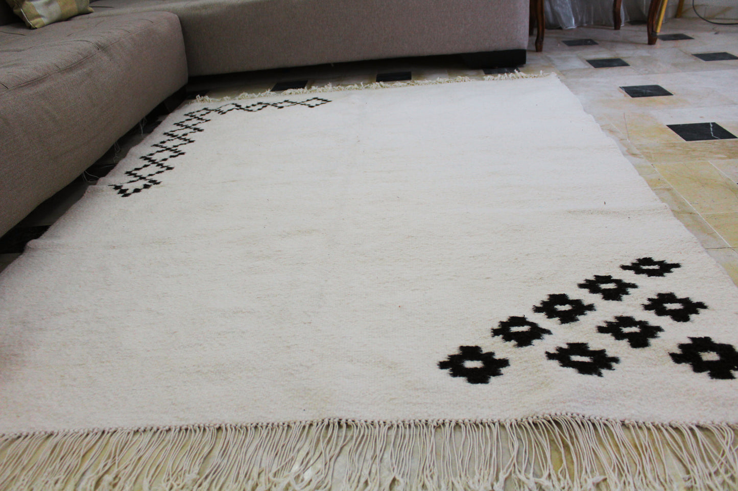 Tapis kilim berbère en laine fait main – 2 m x 1,5 m