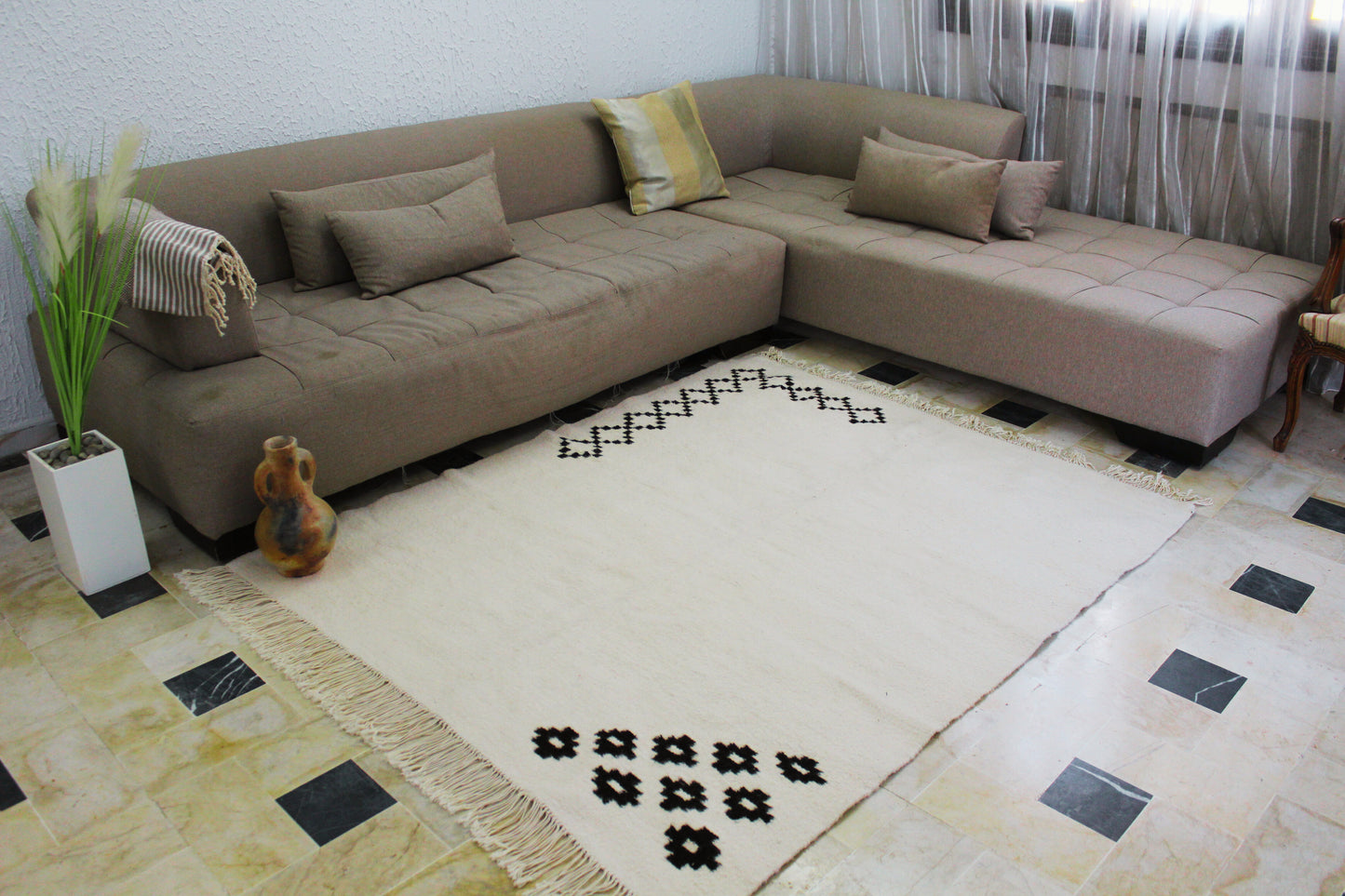 Tapis kilim berbère en laine fait main – 2 m x 1,5 m