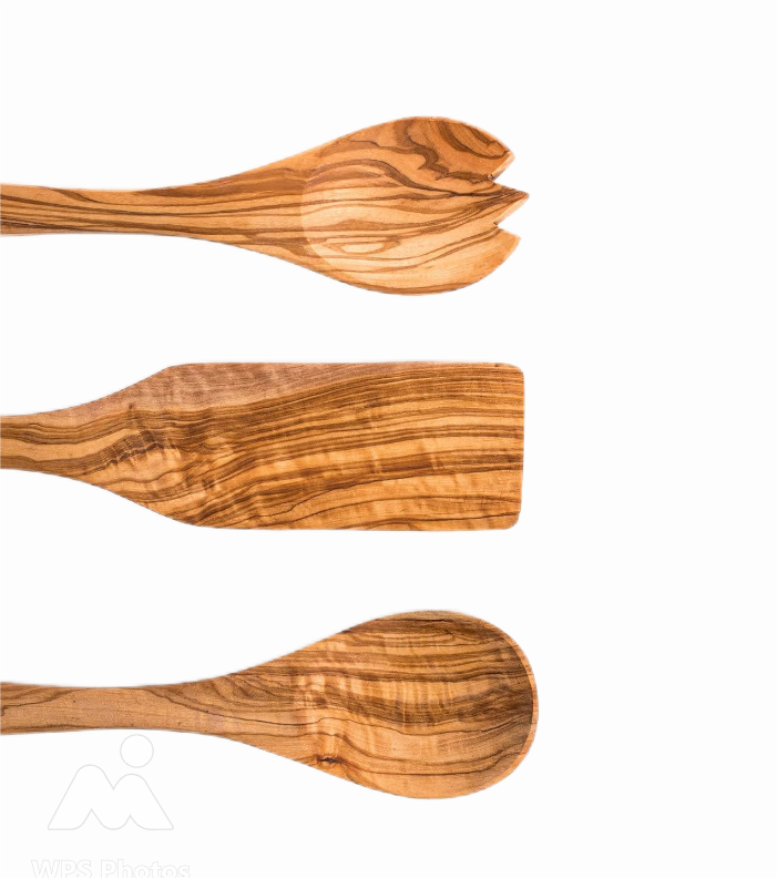 Set de 3 ustensiles en bois d’olivier – 30 cm