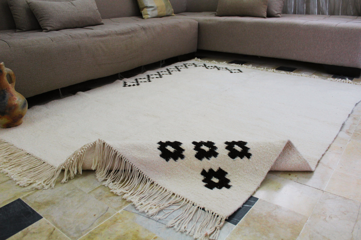 Tapis kilim berbère en laine fait main – 2 m x 1,5 m