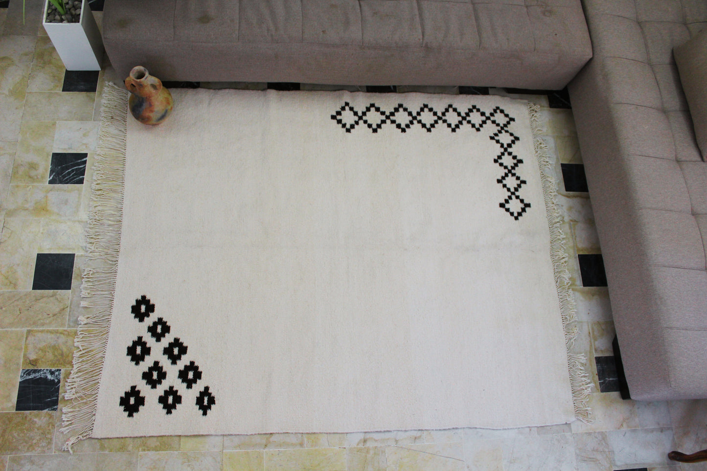 Tapis kilim berbère en laine fait main – 2 m x 1,5 m