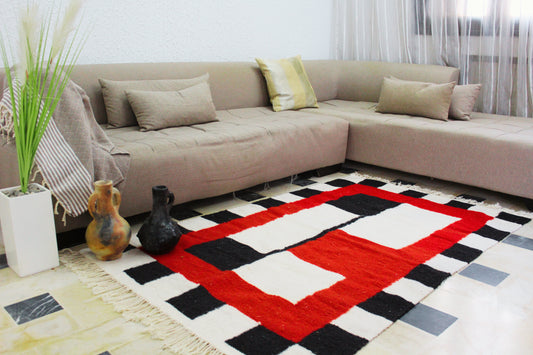 Tapis kilim berbère en laine tissé main – 2 m x 1,2 m