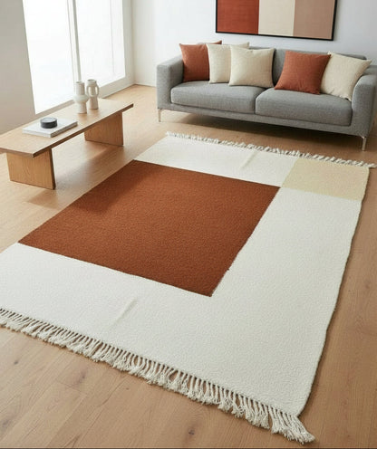 Tapis Kilim Minimaliste 2 m x 1,5 m – Laine naturelle