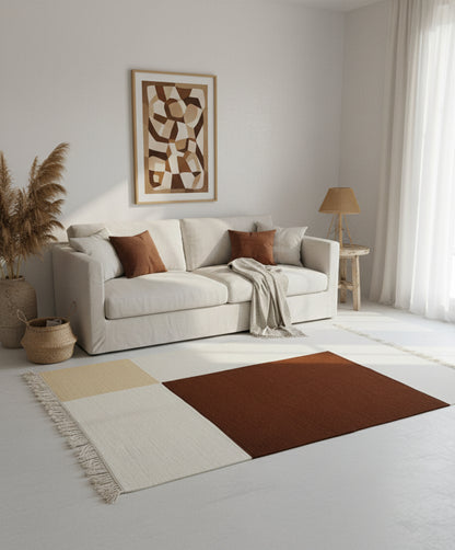 Tapis Kilim Minimaliste 2 m x 1,5 m – Laine naturelle