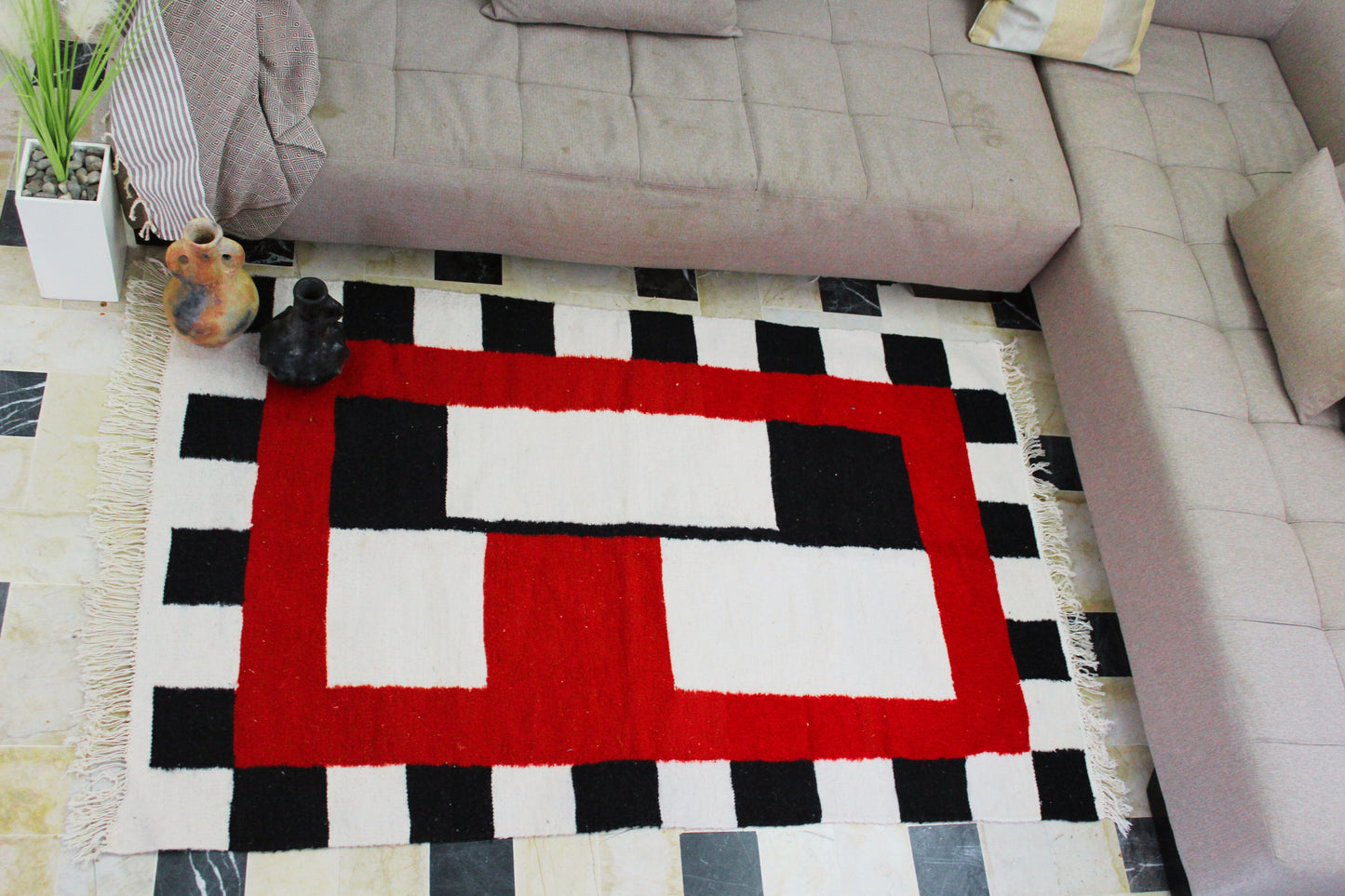 Tapis kilim berbère en laine tissé main – 2 m x 1,2 m