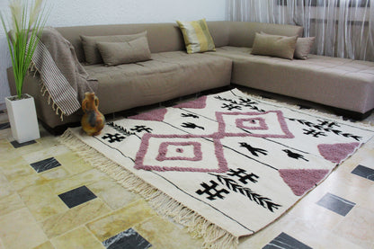 Tapis Kilim Berbère en Laine 2 m x 1.5 m – Motifs à Reliefs Caniche