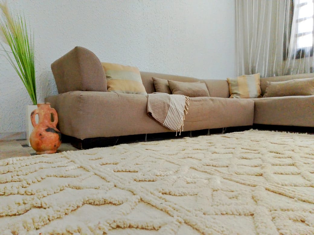 Tapis berbère en laine fait main – 2,4 m x 1,7 m
