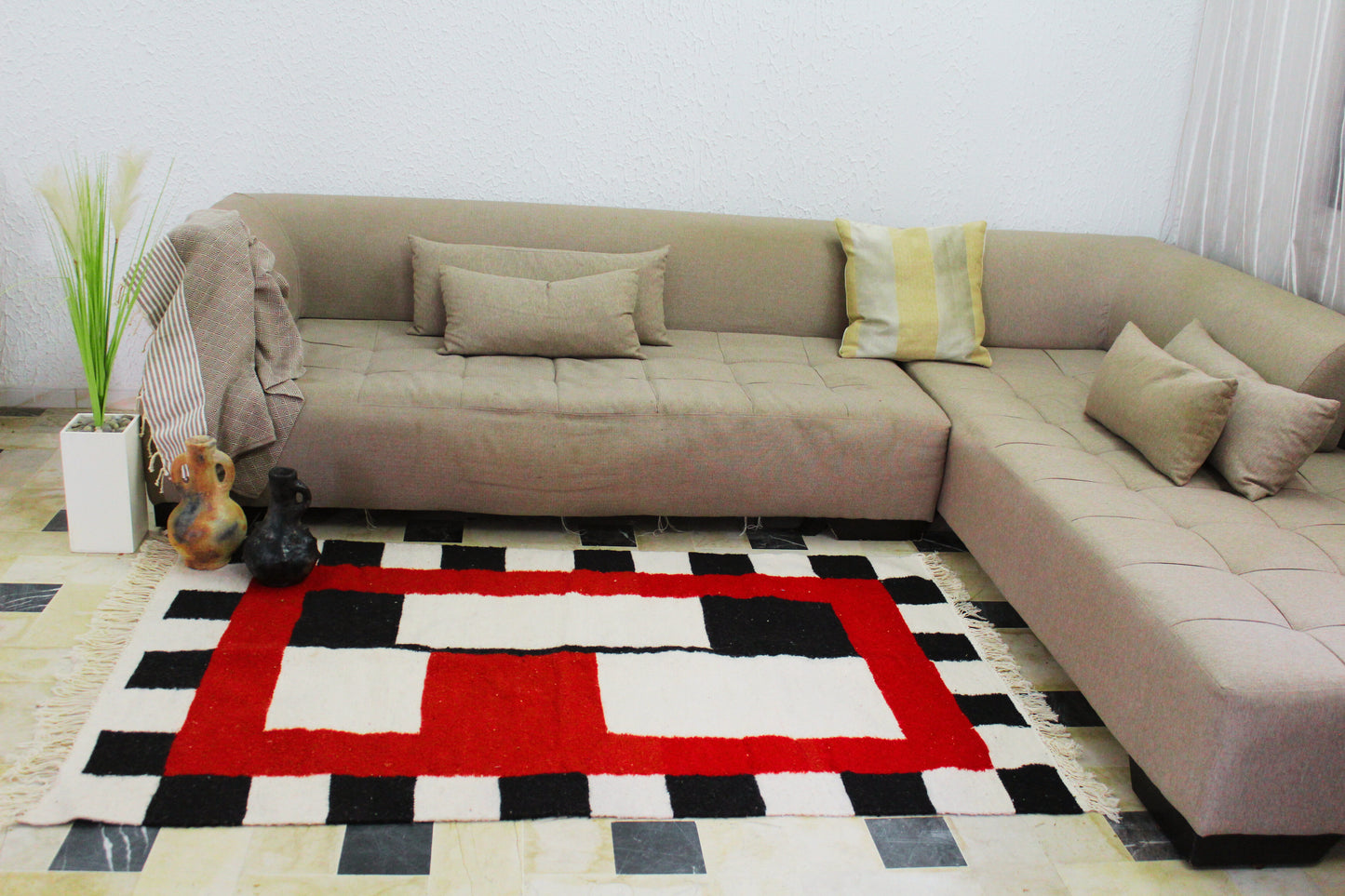 Tapis kilim berbère en laine tissé main – 2 m x 1,2 m