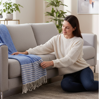 Fouta Coton Jacquard – Élégance & Confort