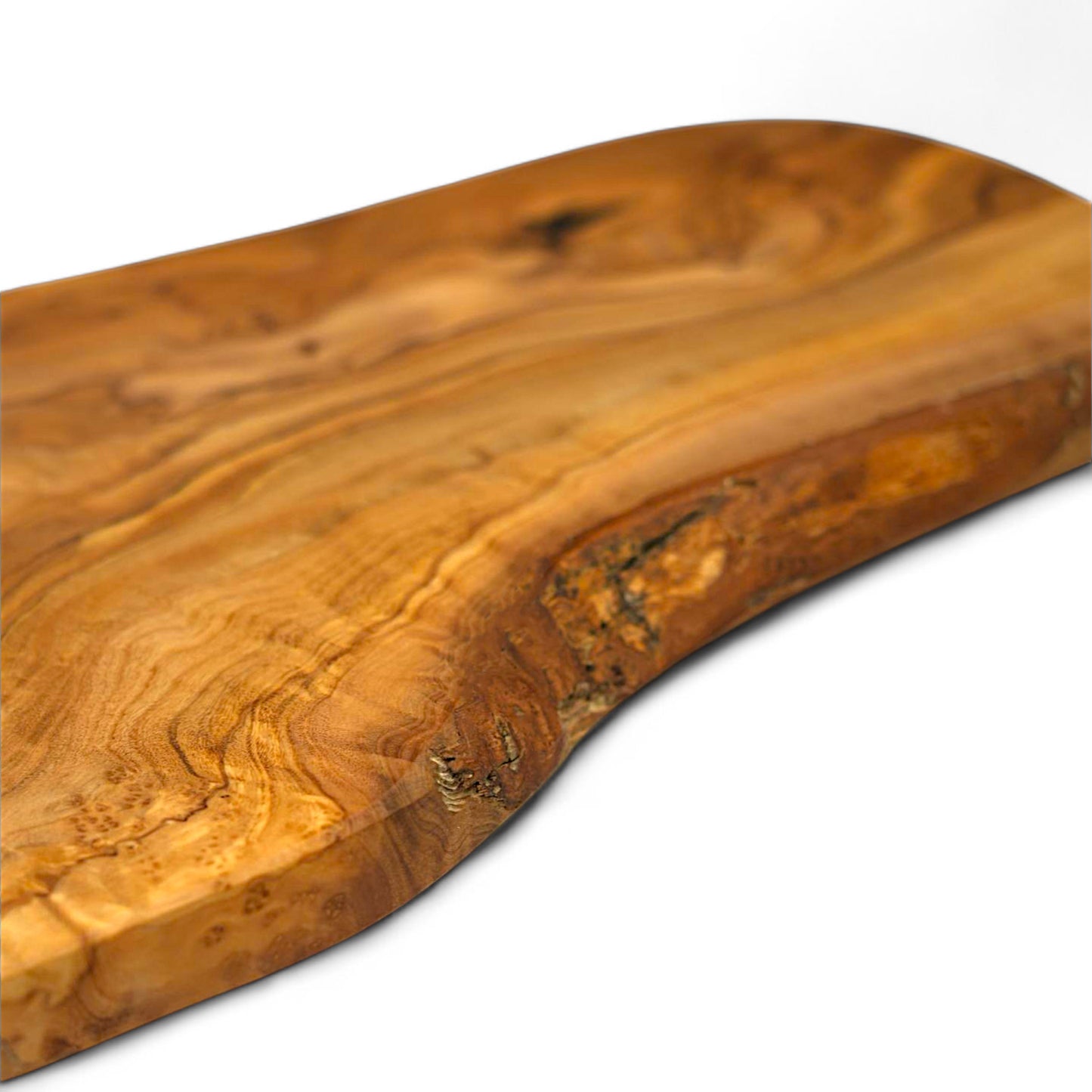 Planche à découper en bois d'olivier aux formes naturelles 30 cm